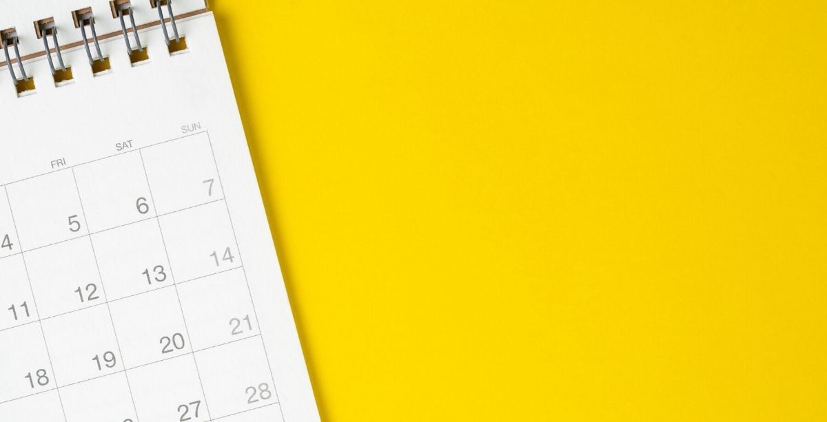 Spiral Bound Calendar on yellow background
